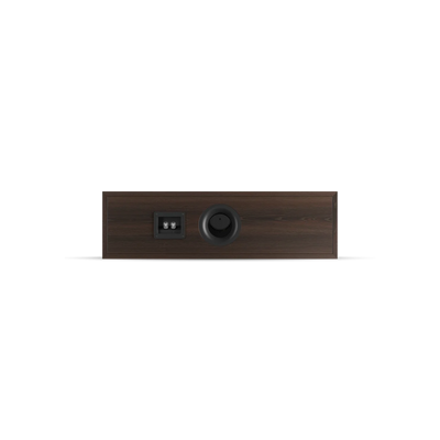 Spatele boxei Dali OBERON Grand Vokal, culoare dark walnut, arată portul bass reflex și conectorii.