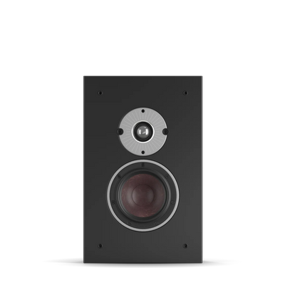 Boxă Dali OBERON ON-WALL, față, culoare dark walnut, cu tweeter și woofer vizibile, montare pe perete.