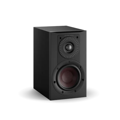 Boxă Dali OPTICON 1 MK2, vedere frontală, finisaj negru ash, tweeter și woofer vizibile.