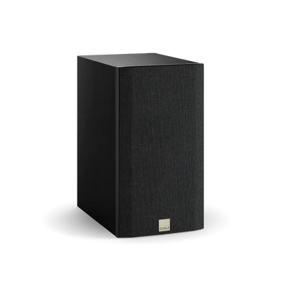 Boxa Dali OPTICON 2 MK2, vedere laterală, culoare negru ash, cu grilaj frontal vizibil.