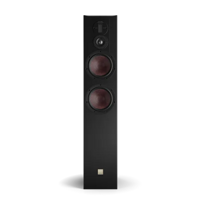 Boxa de podea Dali OPTICON 6 MK2, culoare negru ash, vedere frontală, cu două woofere și un tweeter.