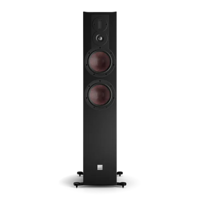 Boxa de podea Dali OPTICON 6 MK2, vedere frontală, culoare negru ash, cu două difuzoare mari și un tweeter.