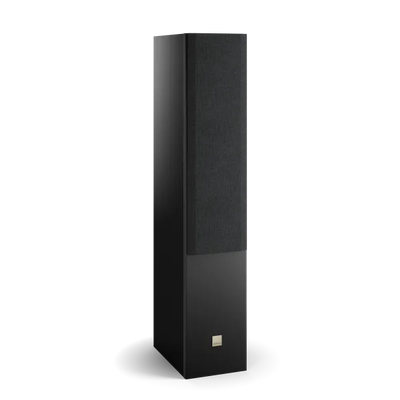 Boxa de podea Dali OPTICON 6 MK2, culoare Black Ash, cu grilaj frontal vizibil, vedere laterală.