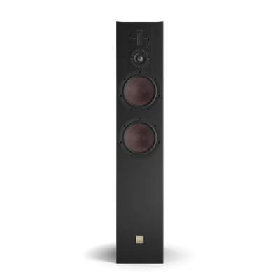 Boxă de podea Dali OPTICON 6 MK2, vedere frontală, culoare tobacco oak, cu două woofere și un tweeter.