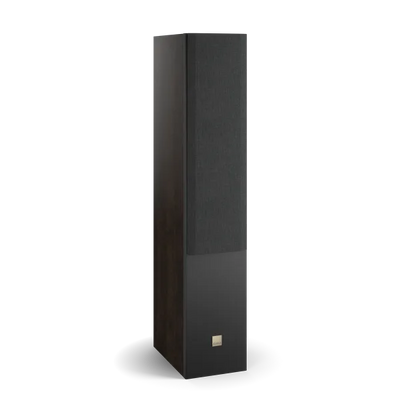 Boxa de podea Dali OPTICON 6 MK2, vedere laterală, culoare tobacco oak, grilaj negru vizibil frontal.