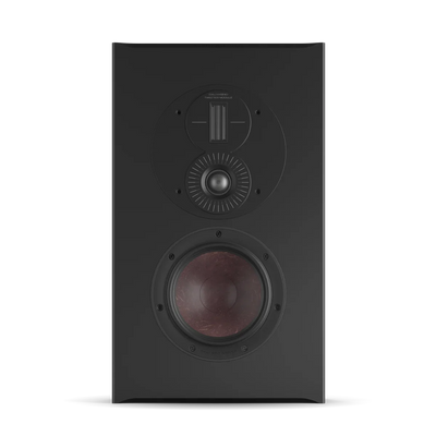 Boxa Dali OPTICON LCR MK2, vedere frontală, culoare tobacco oak, cu tweeter și woofer vizibile.
