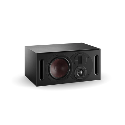 Boxa centru Dali OPTICON VOKAL MK2, culoare Black Ash, vedere frontală, difuzoare și porturi vizibile.
