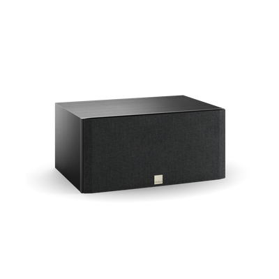 Boxa centru Dali OPTICON VOKAL MK2, vedere frontală, culoare negru ash, cu grilaj montat.