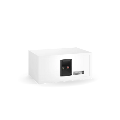 Spatele boxei Dali OPTICON VOKAL MK2, culoare alb satin, cu conectori și etichetă specificații vizibile.