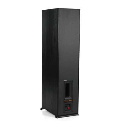 Spate boxă Klipsch R-820F negru, port bass reflex și conectori amplasare joasă vizibili.