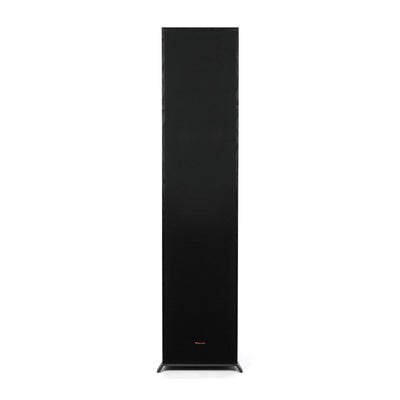 Boxa de podea Klipsch R-820F, vedere frontală cu grilaj montat, finisaj negru, logo vizibil jos.