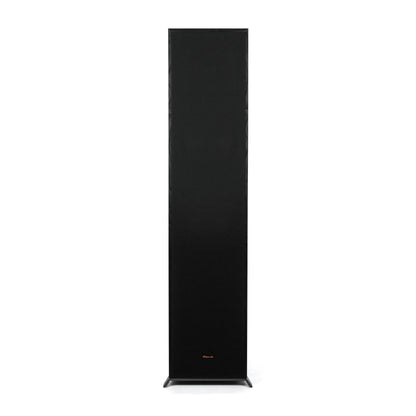 Boxa de podea Klipsch R-820F, vedere frontală cu grilaj montat, finisaj negru, logo vizibil jos.