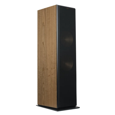 Boxă de podea Klipsch RF-7 III culoare Cherry, vedere laterală față cu grilaj frontal montat.
