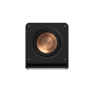 Subwoofer Klipsch RP-1200SW negru, vedere frontală, cu difuzor de 12” din cupru și port bass reflex.