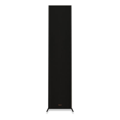 Boxă de podea Klipsch RP-8000F II neagră, vedere frontală cu grilajul montat, logo vizibil jos.