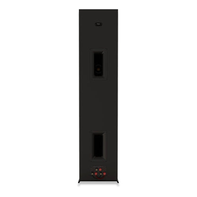 Spate boxă Klipsch RP-8000F II negru, cu porturi bass reflex duble și conectori bi-wire/bi-amp.