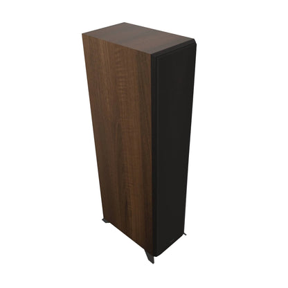 Boxă de podea Klipsch RP-8000F II culoare nuc, vedere laterală cu grila frontală montată.