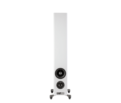 Polk Audio Reserve R500, vedere spate alb, port bass reflex și conectori vizibili, boxe podea.
