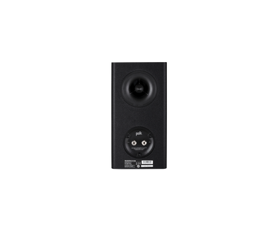 Spatele boxei Polk Audio Reserve R100 negru, arată conectorii bi-wire și portul de bas reflex.