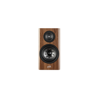 Polk Audio Reserve R100 Boxe de raft, față maro, difuzor și tweeter vizibile, vedere frontală.