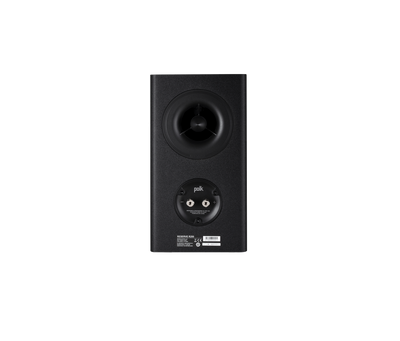Polk Audio Reserve R200, vedere din spate, culoare neagră, cu port bass reflex și conectori vizibili.