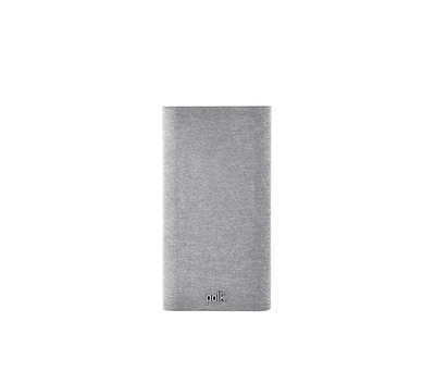 Polk Audio Reserve R200, vedere frontală cu grilaj gri. Boxă albă, logo Polk vizibil jos.