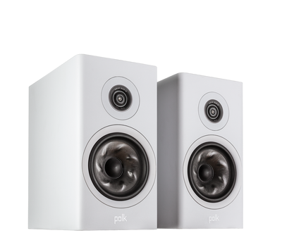 Boxe de raft Polk Audio Reserve R200, alb, vedere din dreapta. Difuzor și tweeter vizibile.