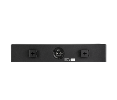 Polk Audio Reserve R350 Boxe centru, vedere din spate, negru, conectori și suporturi de montare vizibile.