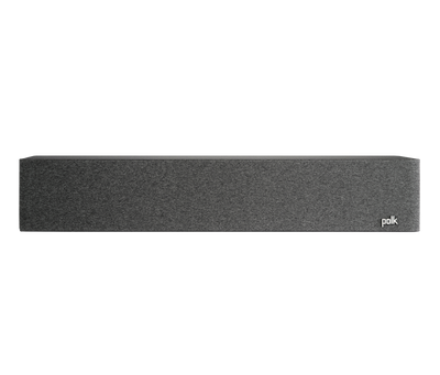 Boxă centru Polk Audio Reserve R350, vedere frontală cu grilaj negru, logo vizibil în colțul din dreapta.