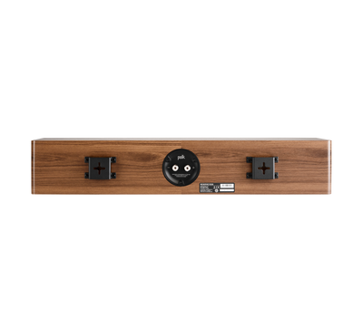 Polk Audio Reserve R350 Boxe centru, vedere din spate, culoare maro, cu suporturi de montare vizibile.