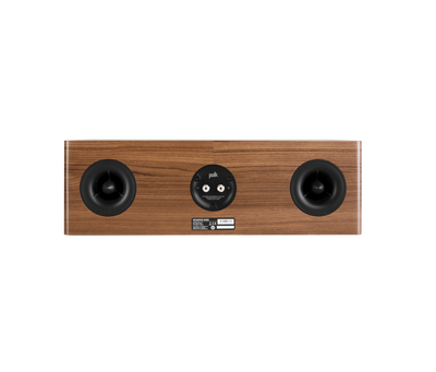 Polk Audio Reserve R400 Boxe Centru, vedere din spate, culoare maro, conectori și porturi vizibile.