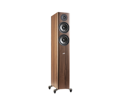 Boxă de podea Polk Audio Reserve R500, maro, vedere din dreapta. Include două difuzoare și un tweeter.