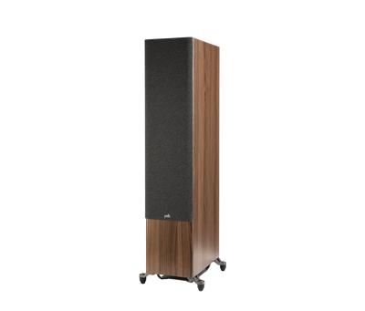 Polk Audio Reserve R700, vedere din stânga, culoare maro, grilaj frontal negru, boxă de podea.