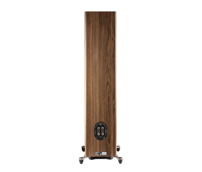 Polk Audio Reserve R700, vedere din spate, culoare maro, cu terminale de conexiune vizibile.