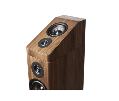 Boxa Polk Audio Reserve R900HT, culoare maro, vedere de sus, evidențiind difuzoarele Dolby Atmos.