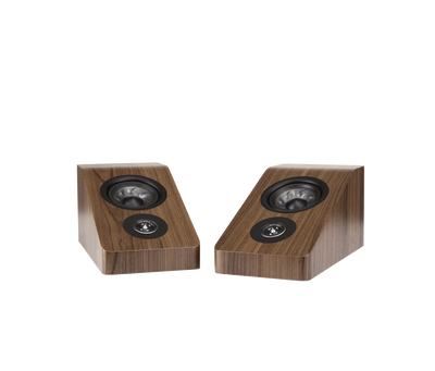 Boxe Polk Audio Reserve R900HT maro, vedere frontală, difuzoare Dolby Atmos vizibile, pereche.