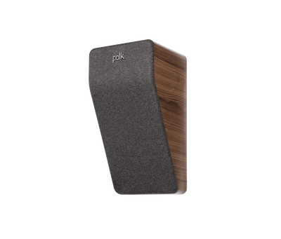 Polk Audio Reserve R900HT, vedere din unghi stânga sus, culoare maro, grilaj frontal vizibil.