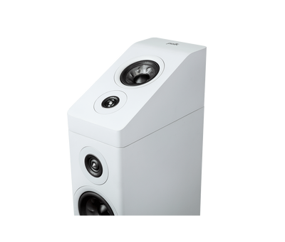 Polk Audio Reserve R900HT Boxe Dolby Atmos, alb, vedere de sus. Difuzor și tweeter vizibile.