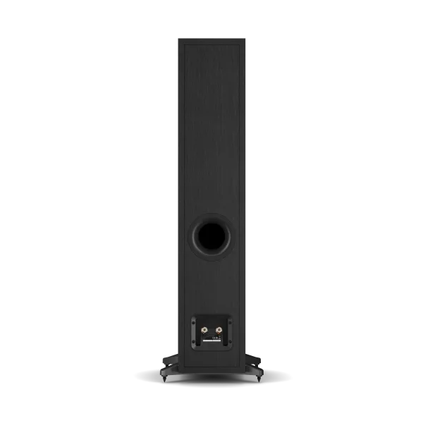 Boxă de podea Dali Sonik 5 Black Ash, vedere spate cu port bass-reflex și conectori audio.