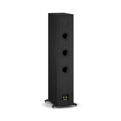 Boxă de podea Dali Sonik 9 negru Black Ash, vedere spate cu trei porturi bass reflex și conectori audio.