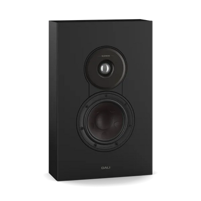 Dali Sonik ON-WALL Boxa Black Ash, vedere frontală, tweeter și woofer expuse, montaj pe perete
