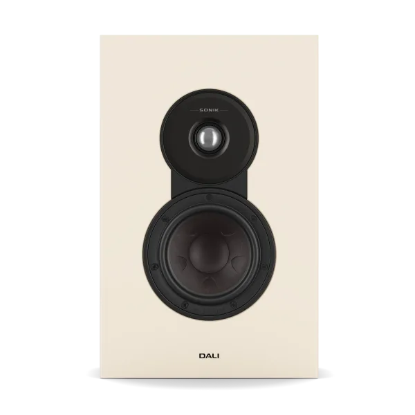 Boxa Dali Sonik ON-WALL Natural Oak, vedere frontală, difuzor medii/înalte și woofer vizibile