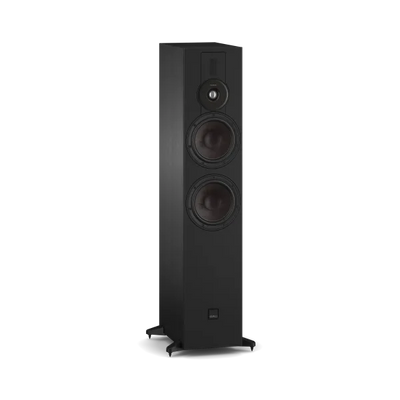 Boxă de podea Dali Sonik 7 Black Ash, vedere frontală, cu două woofer-e și un tweeter central vizibil.