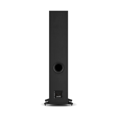 Spate boxă de podea Dali Sonik 7 culoare Black Ash, vizibil port bass reflex și conectori audio.