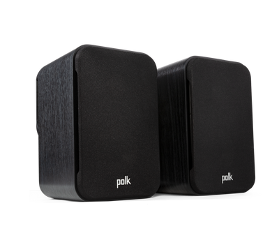 Boxe Polk Audio Signature Elite ES10 negre, vedere din dreapta, cu grile frontale și logo vizibil.