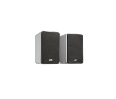 Boxe Polk Audio Signature Elite ES15 albe, vedere din dreapta, grile frontale negre vizibile.