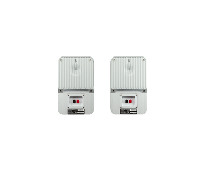 Spatele boxelor Polk Audio Signature Elite ES15, culoare albă, cu conectori roșu/negru și suport montare.