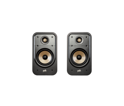 Boxe Polk Audio Signature Elite ES20 negre, vedere frontală, difuzoare și tweeter vizibile, pereche.