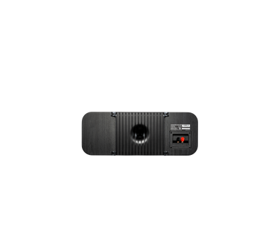 Spatele boxei Polk Audio Signature Elite ES30, culoare neagră, cu port bass reflex și conectori vizibili.