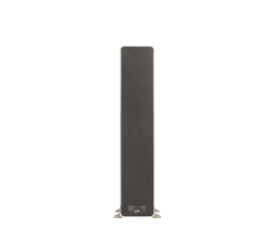 Boxă de podea Polk Audio Signature Elite ES50, vedere frontală, grilaj negru, culoare albă.